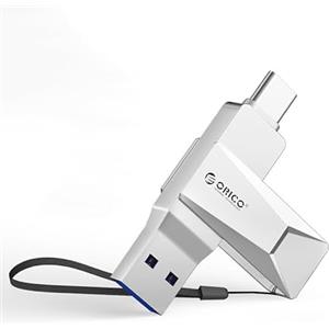 ORICO Chiavetta USB 128 GB USB 3.2 Memory Stick OTG fino a 150 MB/s 2 in 1 Tipo C Flash Drive in metallo per iPhone 17/16/15/Smartphone Android/Tablet/Mac/Laptop/PC, Argento, CB05
