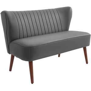 HOMCOM Divano a 2 Posti dal Design Moderno, Divanetto 2 Posti con Telaio in Legno e Rivestimento in Pelle PU per Soggiorno e Camera da Letto, Grigia, 108.5 x 61 x 79cm