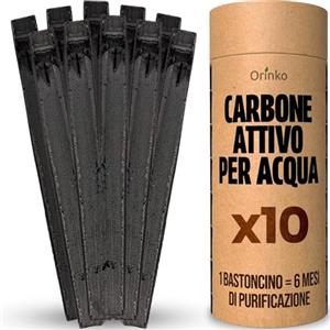 ORINKO® Carboni Attivi per Acqua in Carbone Takesumi x10 - Purificatore Naturale Ecologico in Bambù Binchotan - Bastoncino Riutilizzabile per Caraffa, Rubinetto, Acquario