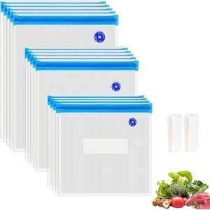 O2frepak 15 Sacchetti Sottovuoto Riutilizzabili Sous Vide Senza BPA in Varie Dimensioni, Adatti a Qualsiasi Macchina Sous Vide