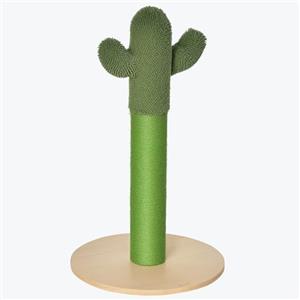 PawHut Albero Tiragraffi per Gatti Adulti e Gattini a Forma di Cactus, Corda Sisal e Base in Legno, 40x40x65 cm, Verde