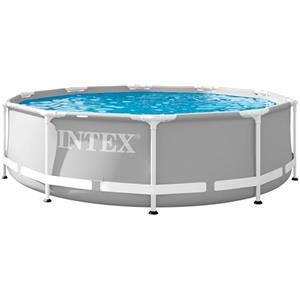 Intex 26700NP - Piscina Fuori Terra Prisma Frame Rotonda, 4485 L, Acciaio e PVC, Grigio, 305x76 cm