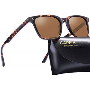 Carfia Vintage Polarizzati Occhiali da Sole da Uomo Protezione UV400 Telaio Acetato Stile Classico Elegante e Alla Moda