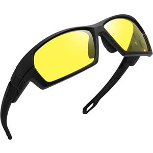 Joopin Occhiali da Sole Sportivi Polarizzati Uomo Donna UV400 Protezione Montagna Trekking Corsa Running Pesca Ciclismo Occhiali da Guida Notturna (Lenti Gialle)