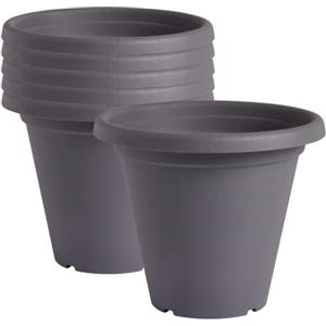 Clever Pots Vasi per Piante, da 6x 30 cm Vaso Fiori Plastica con Fori Di Drenaggio, Vaso Leggero, Fioriere Rotonde da Esterno e Interno, Ideale per Giardini, Terrazze e Patii, Carbone