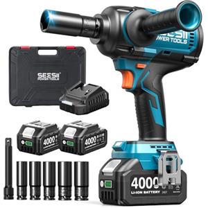 Seesii [Aggiornato 2025 Avvitatore a Impulsi 1/2" 1600N·m, 21V Alta Potenza con Manico Rimovibile, Chiave a Impatto Senza Fili con 2× Batterie 4,0Ah per Auto, Pickup, Tosaerba e Lavori Industriali