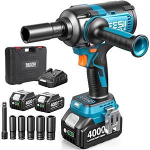 SEESII [Aggiornato 2025] Avvitatore a Impulsi 1/2" 1200N·m (885Ft-lbs), 21V Alta Potenza Avvitatore a Batteria con Manico Rimovibile, 2× Batterie 4,0Ah - Ideale per Auto, Pickup e Tosaerba