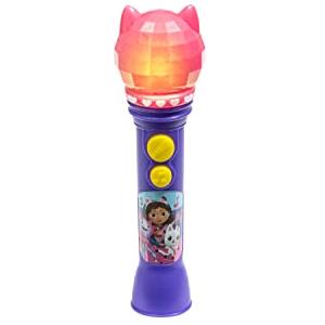 ekids KIDdesigns - Microfono per casa delle bambole di Gabby, per bambini, con microfono funzionante reale, con luce lampeggiante a LED e altoparlante, giocattolo portatile per karaoke