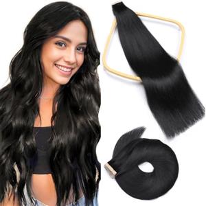 Hotlulana Capelli Veri Biadesivo Nero(#1) 14Pollici 20pcs 35cm 40g Invisible Skin Weft Remy 100% Tape in Hair Extensions Human Hair