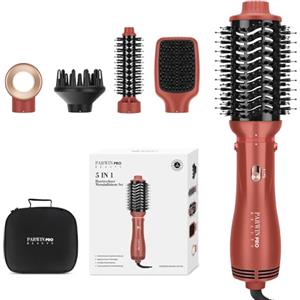 PARWIN PRO BEAUTY 5 IN 1 Styler, Spazzola Asciugacapelli PARWIN PRO BEAUTY Spazzola Elettrica per Capelli, Spazzola ad Aria Calda, 5 allegati, Lisciante, Volumizzante, Asciugare, 1100W (Coral copper)