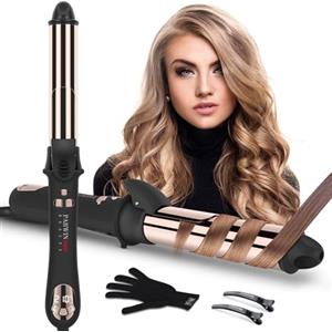 PARWIN PRO BEAUTY Rotazione a 360°, Ferro Arricciacapelli Automatico, PARWIN PRO BEAUTY Curling Iron da 25 mm, Rivestimento in Nano Titanio, Ferro Arriccia Capelli con display LCD, 120-210℃