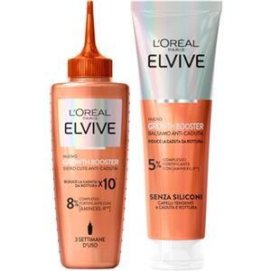 L'Oreal Paris L'Oréal Paris Routine Anticaduta Elvive Growth Booster Balsamo da 150ml + Siero Cute Senza Risciacquo da 102ml per Capelli Fragili con Niacinamide Aminexil-R Estratto di Radice di Zenzero - Set da 2