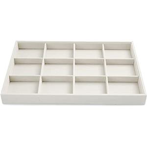 Papten vassoio per gioielli impilabile in iuta, cassetto portagioie, organizzatore di inserti per gioielli a 12 scomparti, espositore per bracciali (beige)