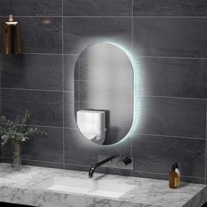 kleankin Specchio da Parete con Luce LED 81x5 cm, 3 Colori 3000-6500K, Luminosità Regolabile, Specchio Bagno Antiappannamento con Funzione Memoria, Interruttori Touch, IP44, Orizzontale/Verticale