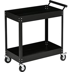 DURHAND Carrello Porta Utensili a 2 Ripiani, Carrello da Officina e Garage in Acciaio 84.5x38x84cm, Nero