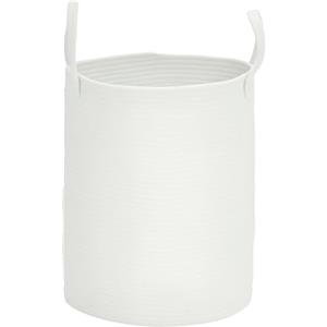 HOMCOM Cesto Portabiancheria da 36L Portatile e Pieghevole con Manici, Cesto Biancheria in Cotone Naturale, Ø38x45 cm, Bianco Crema