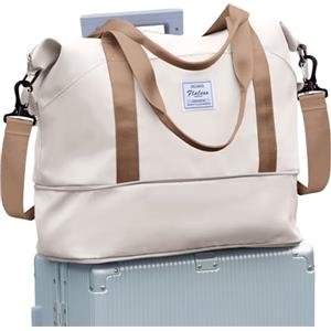 SEAFEW Borsone da Viaggio,Bagaglio a Mano 40x20x25 Ryanair Borsa da Viaggio Espandibile,Borsa da Cabina Ryanair 40x30x20 Borsa Sportiva Borsone da Palestra Borsa da Weekend,A19-Beige Marrone