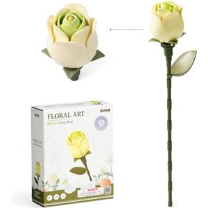 ROKR Puzzle 3D di Rose e Camelie, Kit di modellismo fai da te per adulti, Set da costruzione per bouquet di fiori artificiali, Piante artificiali da regalare (Rosa verde)