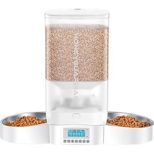 HoneyGuaridan HoneyGuardian 5L Distributore Automatico Cibo Gatti, Dispenser Crocchette Gatto con Timer, Registrazione Vocale 10 Secondi, Programmabile 1-6 Pasti Giornalieri, Doppia Alimentazione