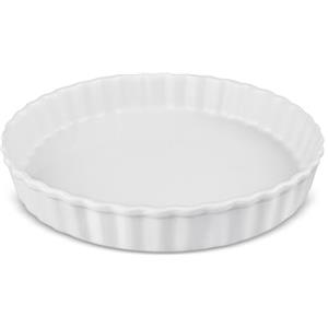 Aleker Pirofila per quiche in porcellana bianca, 26 x 4 cm, teglia da forno in ceramica, grande pirofila in ceramica per torte, pizza, pasta, crostate e quiche