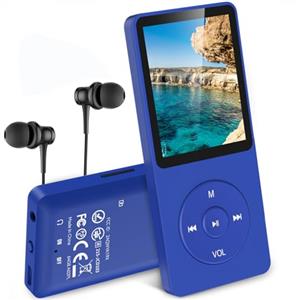 AGPTEK Lettore MP3 Classico 64GB, Riproduzione Musicale Hi-Fi Senza Perdita, Player MP3 Sportivo Compatto per Bambini/Adulti, Walkman Portatile, Capacità Scheda TF fino a 128G(Senza Scheda TF), Blu