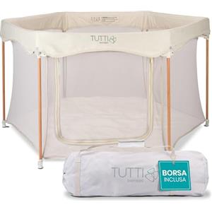 Tutti Bambini Box Bambini Pieghevole - Recinto Neonato per Neonato e Bimbi - Pareti In Rete, Porta con Cerniera - Tappetino e Borsa da Trasporto Inclusi - 135 x 135 x 75 cm (Ecru)