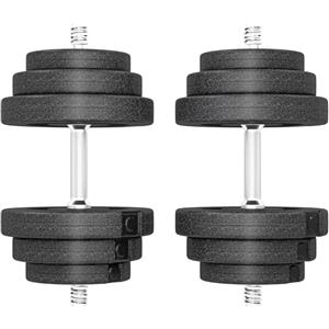 Aosom HOMCOM Set di 2 Manubri Regolabili 40 kg Totali, Set di Pesi Palestra per Braccia con Impugnatura Antiscivolo, Pesi Manubri, per Allenamento Fitness Casa e Palestra, Nero