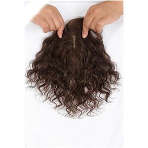 Nisone Capelli Veri Lunghi Topper for Capelli Umani Veri Ricci Corti Parrucche Traspiranti Posticci Clip in Top Pezzi di Capelli Parrucche Topper Ondulate for Uso Quotidiano Parrucche Naturali (Color : marro