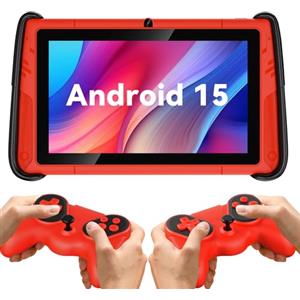 PRITOM Tablet da 7 pollici, tablet WiFi per bambini, 8 GB RAM, 32 GB ROM (espandibile 512 GB), tablet Toddler, controllo parentale, Android 15, BT, Dual Camera, Software per bambini per Educating