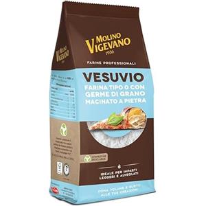 Lo Conte Molino Vigevano Vesuvio Farina Tipo 0 Ideale per Pizza Napoletana Contemporanea e Medie Lievitazioni, Risultato Professionale, Confezione Risparmio da 12 Pezzi x 500g