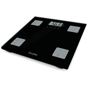 Terraillon Bilancia elettronica da bagno, analizzatore di grasso corporeo, 4 memorie utenti, modalità atleta, 4 elettrodi, on/off automatico, 160 kg, Fitness One, nero