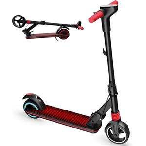 scoot4kids Monopattino elettrico per bambini 6-12 anni, pieghevole da 6,5'', max 14 km/h, motore 130 W, autonomia 8 miglia, luci colorate, display LED, leggero e-scooter per bambini (Nero)