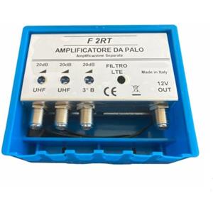 Vsnetwork Amplificatore Antenna TV da Palo con Filtro Lte/5G, Guadagno Massimo 20Db Regolabile, Amplificatore Antenna TV 2 Ingressi Uhf+1 Vhf, Bande separate