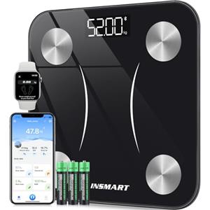 INSMART Bilancia Pesapersone Digitale Professionale, INSMART Bilancia Impedenziometrica Smart Bluetooth con 16 Indici di Misurazione Pesa Persone, Massa Grassa e Magra, BMI, Massa Muscolare o Ossea, 180KG