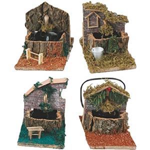 Aurora Store Fontana con Roccia Pozzo Presepe Natale con Sughero Muschio in Resina Paesaggio Presepio Napoletano casolare Fattoria Dimensioni 12x13X h.19m Pompa elettrica 4 soggetti