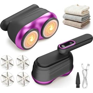 RoserRose Leva Pelucchi Elettronico 2-in-1 Doppia Testa con Manico Piegevole - Levapelucchi Professionale per Tutti i Tipi di Tessuto, Rimuovi Pelucchi da Maglioni (Nero)