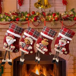 Mineup Calze Befana Vuote, 4pcs Calze Natalizie da Appendere Personalizzate, Calza Befana Vuota, Calza della Befana Vuota Personalizzata per Alberi di Natale, Scale, comodini, 22 cm