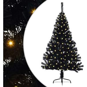 vidaXL Albero di Natale Artificiale con luci Integrate Nero 150 cm PVC, Albero di Natale Moderno a Forma di Cono, Illuminazione Festiva USB, Display LED, Decorazione Stagionale per Soggiorno e Giardi