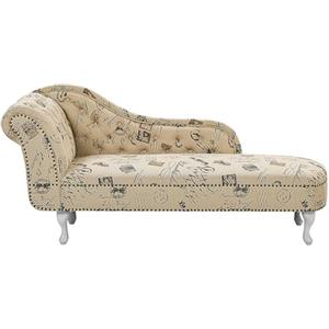 Beliani Chaise Longue Beige con Stampa Versione Sinistra Stile Chesterfield