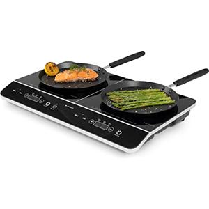 Navaris Piastra ad induzione Doppia 3500W - Piano di Cottura a 2 fuochi da Tavolo - Fornello Elettrico Doppio Portatile - Piastre Induzione con Controllo Touch Display LED