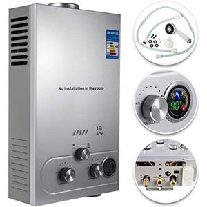 SHENGJINSH Scaldabagno a Gas GPL,con Modalità Inverno ed Estate,Caldaia a Gas da 36KW a Parete senza Serbatoio Scaldacqua Istantaneo,Scaldabagno Gas di Petrolio Liquefatto,Uscita Dell'acqua Calda 18L/min (16L)