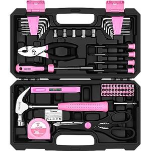 DEKO Cassetta Attrezzi Completa Professionali Rosa 62 Pezzo, Kit Set Attrezzi da Lavoro in Offerta, Valigetta Attrezzi, Fai da Te Attrezzi Donna, Adatto per la Riparazione Domestica, Ufficio