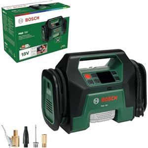 Bosch Compressore d'aria a batteria PAO 18V (dagli pneumatici ai grandi gonfiabili; incl. clip della pompa dell'aria per valvola degli pneumatici, valvola Presta, ago per palloni, adattatore volume)
