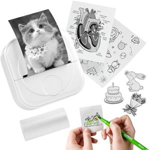 Itari Mini Stampante Portatile Q02-2025 Facelift T02 Stampante Fotografica Portatile per l'apprendimento, Pittura, Note di Studio, Foto, Stampante Inkless, Stampante Adesivi
