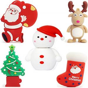 leizhan 5 pezzi 16GB USB Pen Drive Penna Usb Porta Chiavette Usb Chiave Usb Carino USB Serie di Natale Regali per i bambini Supporta PC Tablet portatile(5 * 16GB,Natale)…