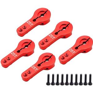 YijiaLink 5 pz 25T Alluminio Servo Horn M3 Thread Metallo Braccio Sterzo per RC Auto Camion Buggy Aereo (rosso)