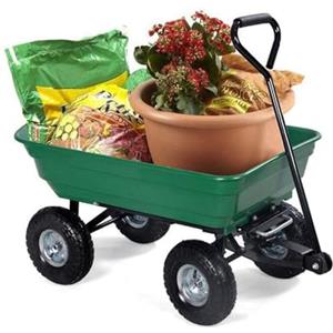 Avilia Carriola da Giardino Versatile 75lt con Vasca Ribaltabile e Ruote Pneumatiche - Soluzione Ottimale per Trasporto Legna, Piante e Materiali di Giardinaggio in ABS Verde