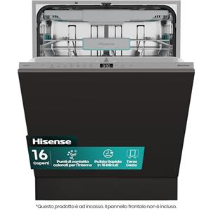 Hisense HV16C - Lavastoviglie Classe C, 16 coperti, terzo cesto, 43db, 6 programmi, partenza ritardata, total dry, incasso