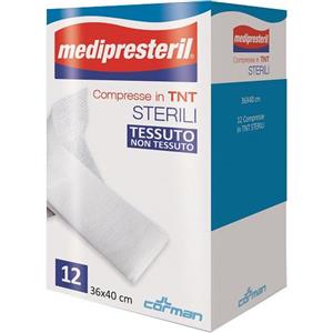 CORMAN SpA Garza Compressa Medipresteril TNT 36x40cm - 12 Pezzi, Sterili e Ipoallergeniche per Medicazioni Pediatriche