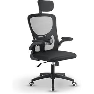 Juskys sedia da ufficio Baltimore - Design ergonomico, traspirante, regolabile in altezza, stile moderno, materiali di alta qualità - nero